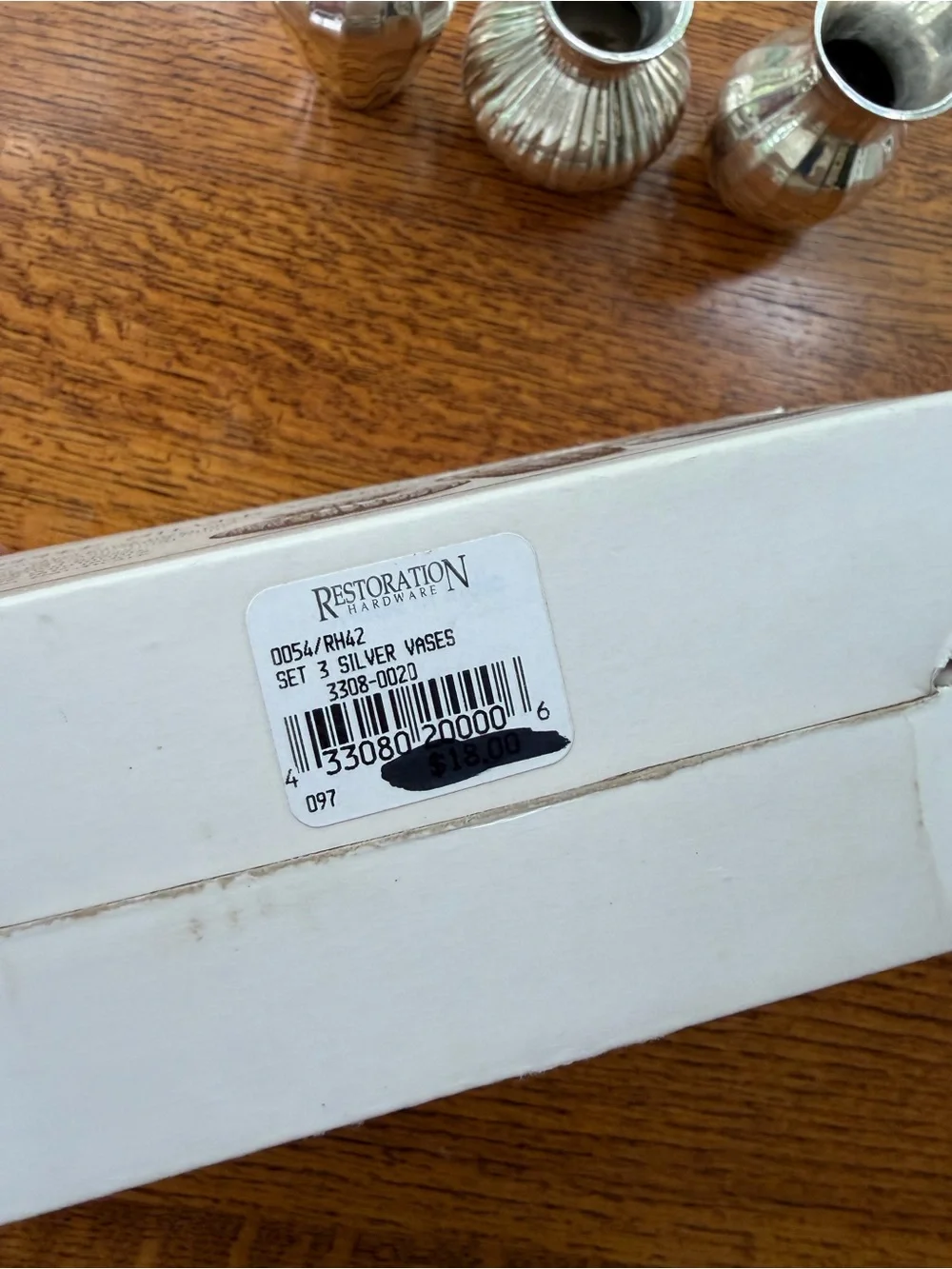 Restoration Hardware Silver Ribbed Vase Trio